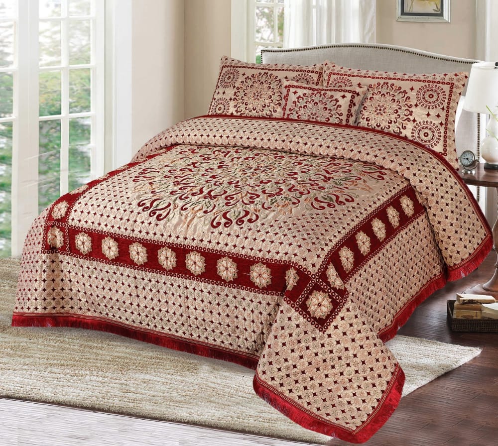 Velvet jacquard Bedsheet —5 Pcs Set— VJD 069