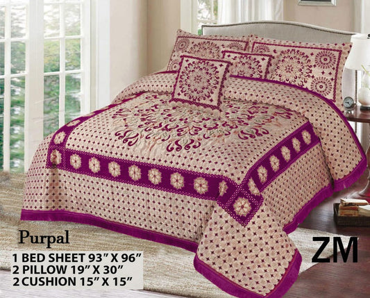 Velvet jacquard Bedsheet —5 Pcs Set— VJD 067