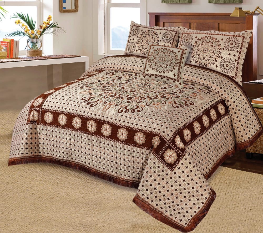 Velvet jacquard Bedsheet —5 Pcs Set— VJD 068