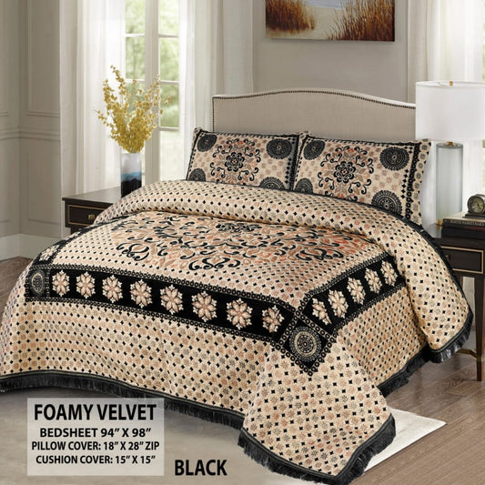 Velvet jacquard Bedsheet —5 Pcs Set— VJD 071