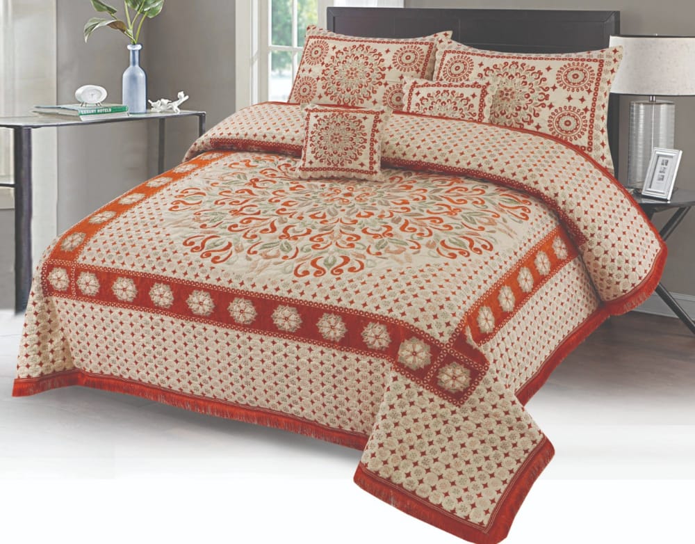 Velvet jacquard Bedsheet —5 Pcs Set— VJD 070