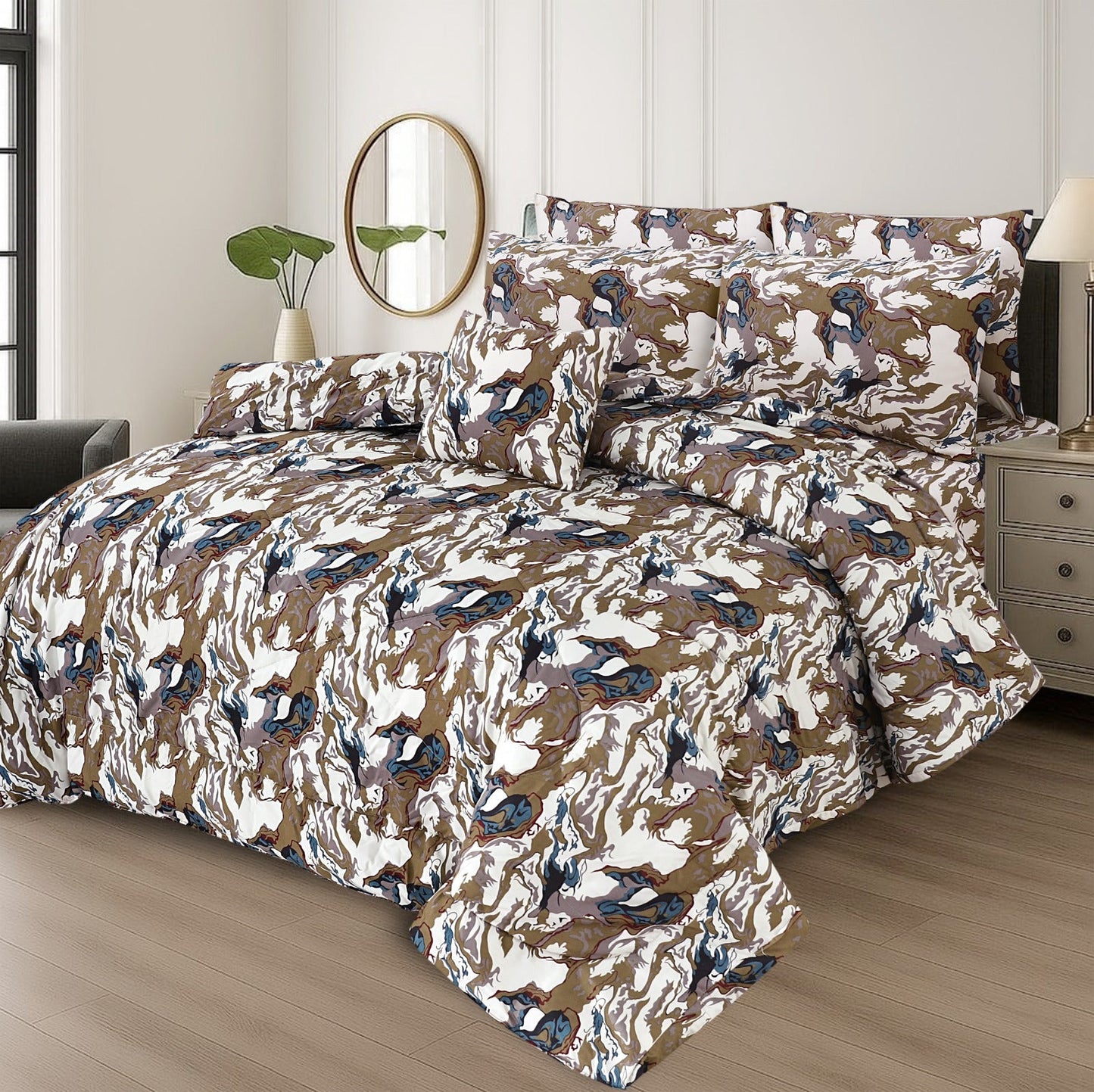 7 Pcs Comforter Set King Size Design KCC 00348