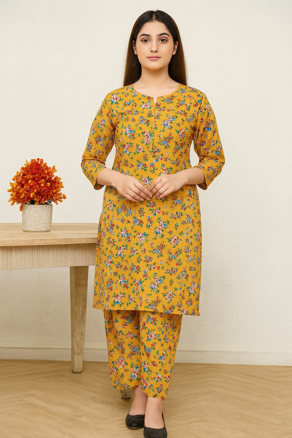2 Piece – Cotton Digital Print Suit Design LS637