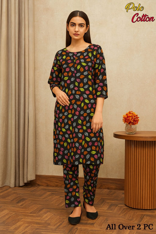 2 Piece – Cotton Digital Print Suit Design LS647