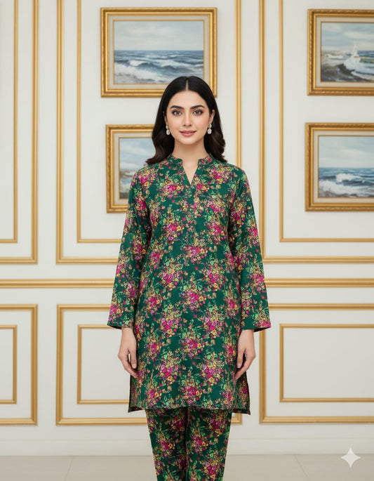 2 Piece – Cotton Digital Print Suit Design LS656